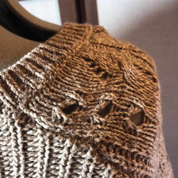 Lucky Brand Tomorrow taupe marled  cable knit sweater short fitted - Picture 6 of 14